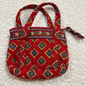 Vera Bradley Mini Vibrant Red Classic Patterned Tote Bag
